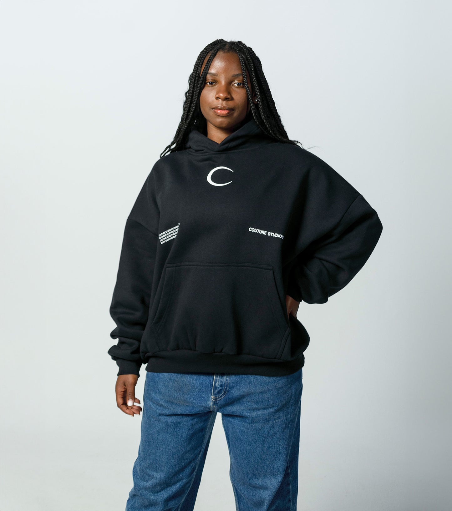 HALF MOON HOODIE BLACK